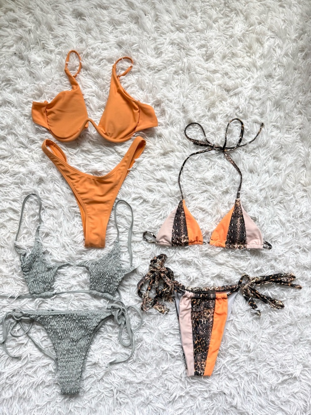 Zaful Orange High-Cut Bikini Set & Mixed Print Triangle Bikini - Picture 3 of 6